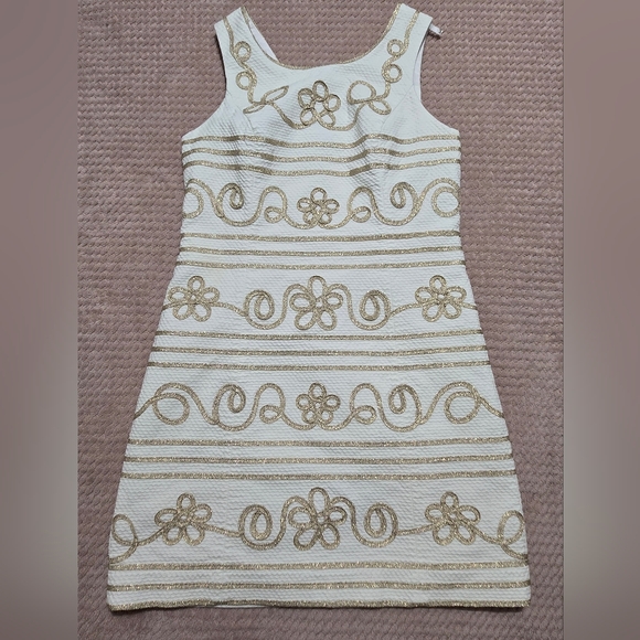Lilly Pulitzer Strapless White Dress with Gold Accents - Picture 6 of 9